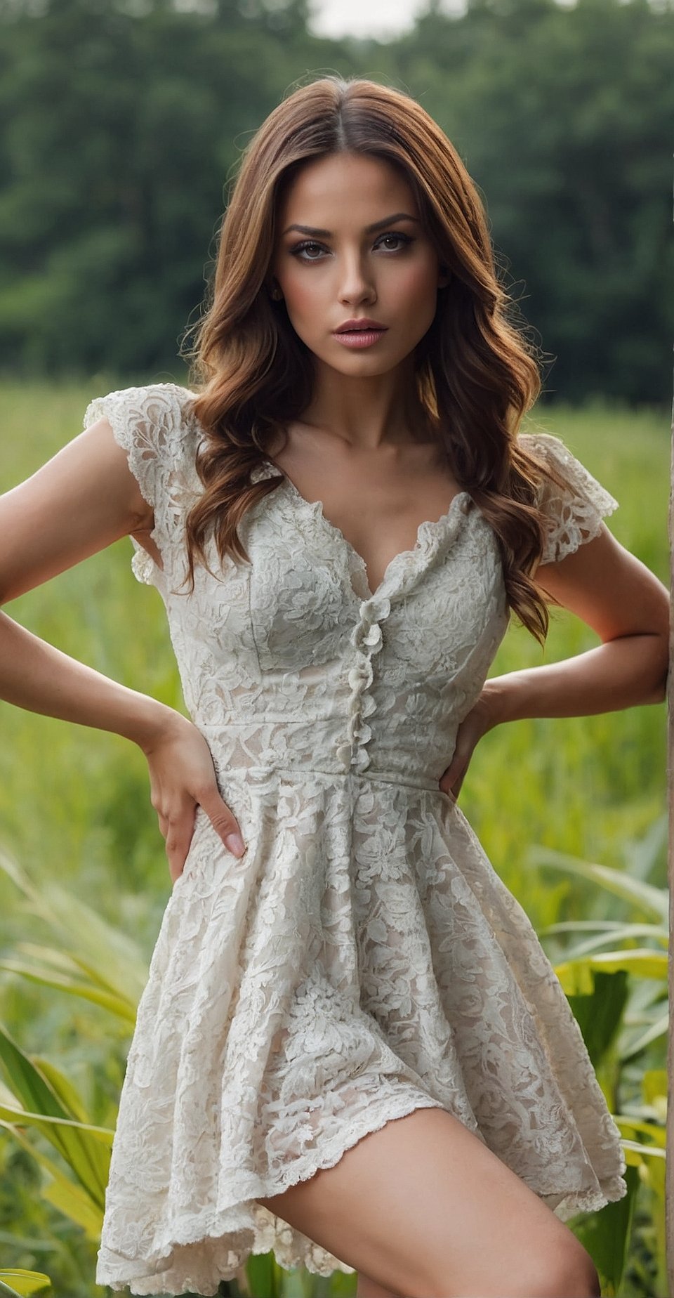 Enchanted Lace Dreams: Ivory Lace Skater Dress