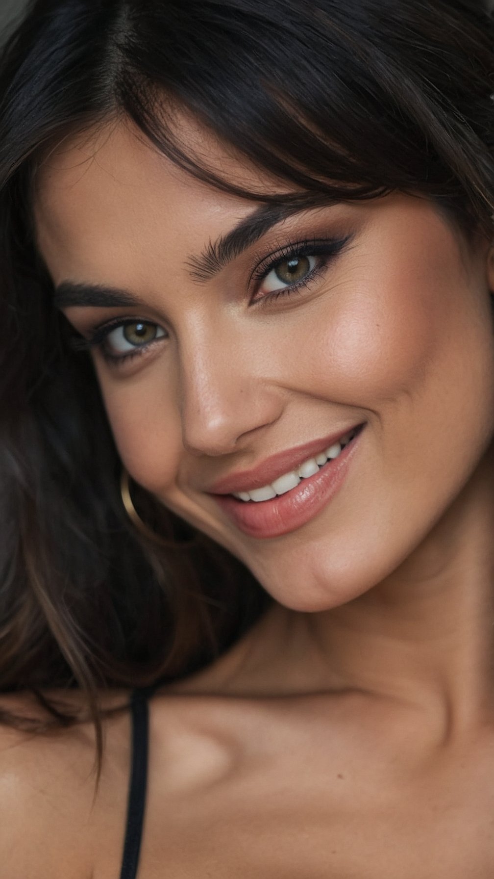 Subtle Seduction: Close-Up on a Smokey Eye and Perfect Smile