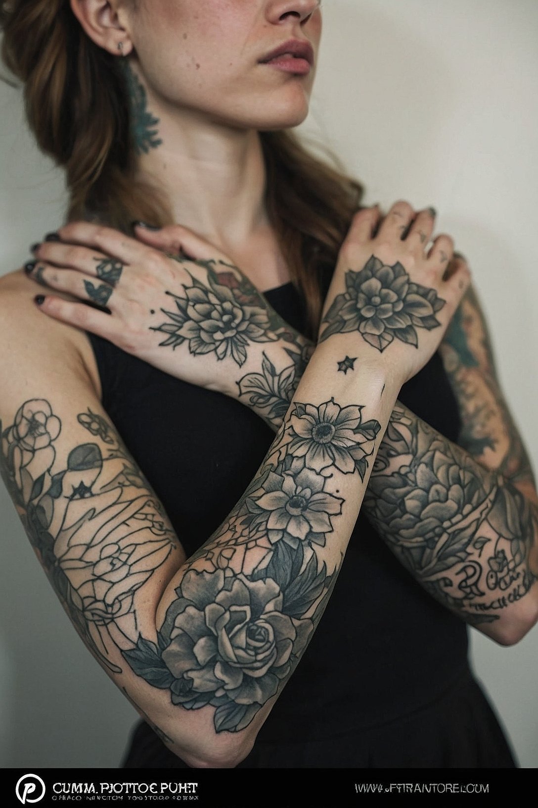 Floral Embrace: Full Sleeve Garden Tattoo