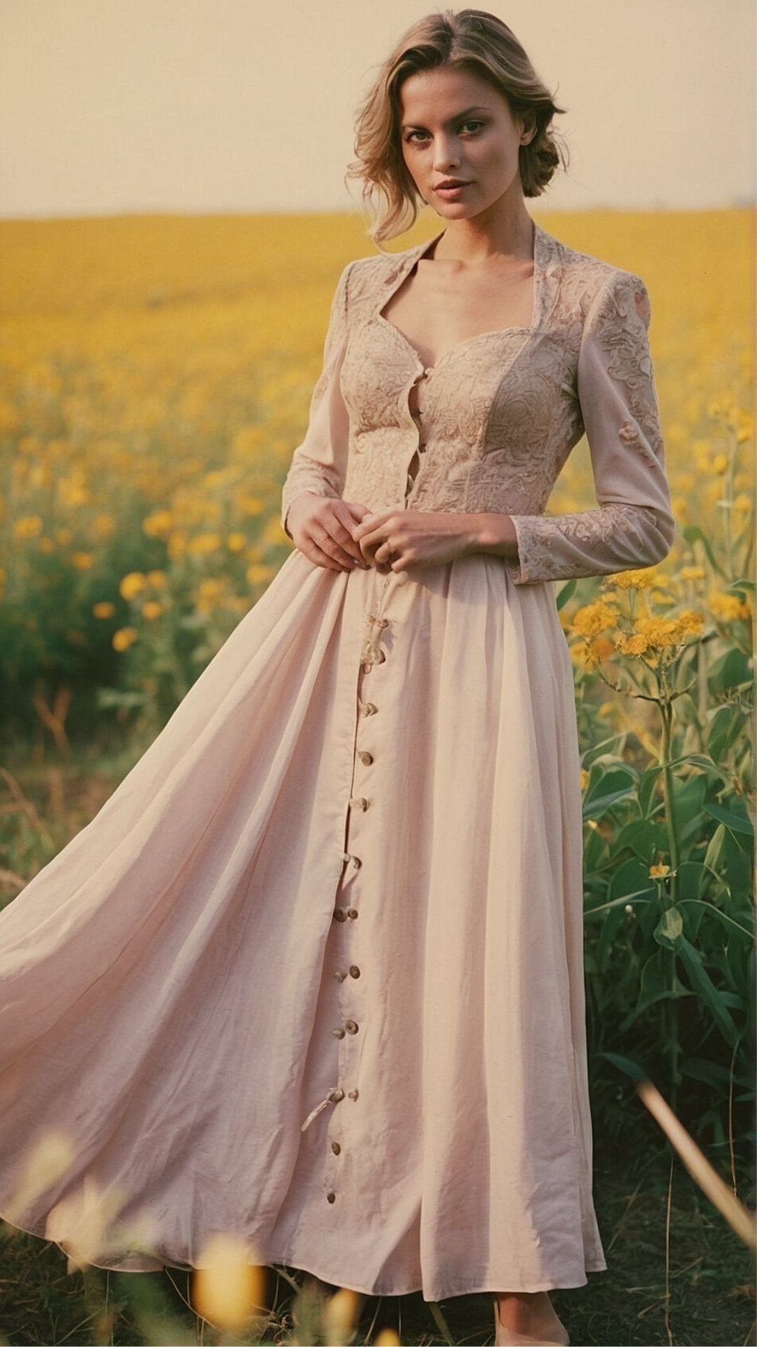 Golden Fields Romance: Vintage Lace in Nature's Glow