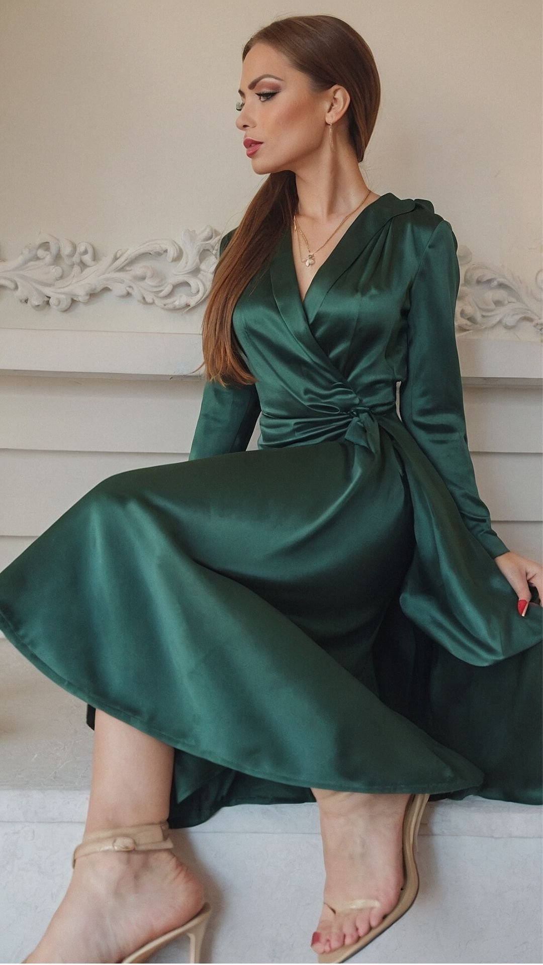 Velvet Vogue: Emerald Elegance in Luxe Drapery