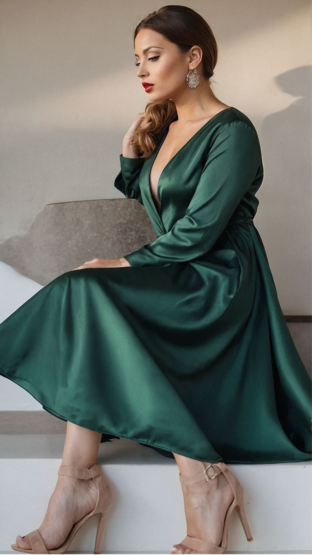 Classic Glamour: Sophisticated Style in Satin Green