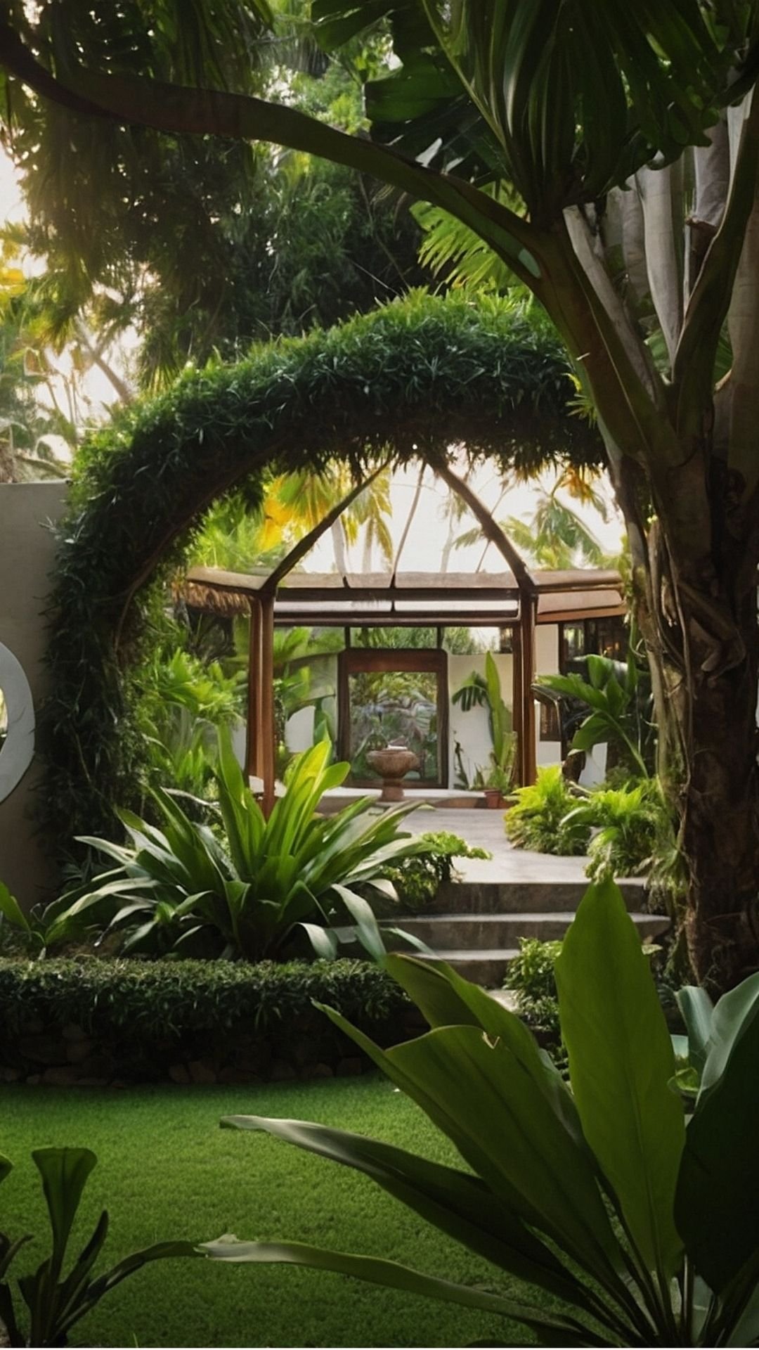 Green Archway: Lush Tropical Garden Entrance