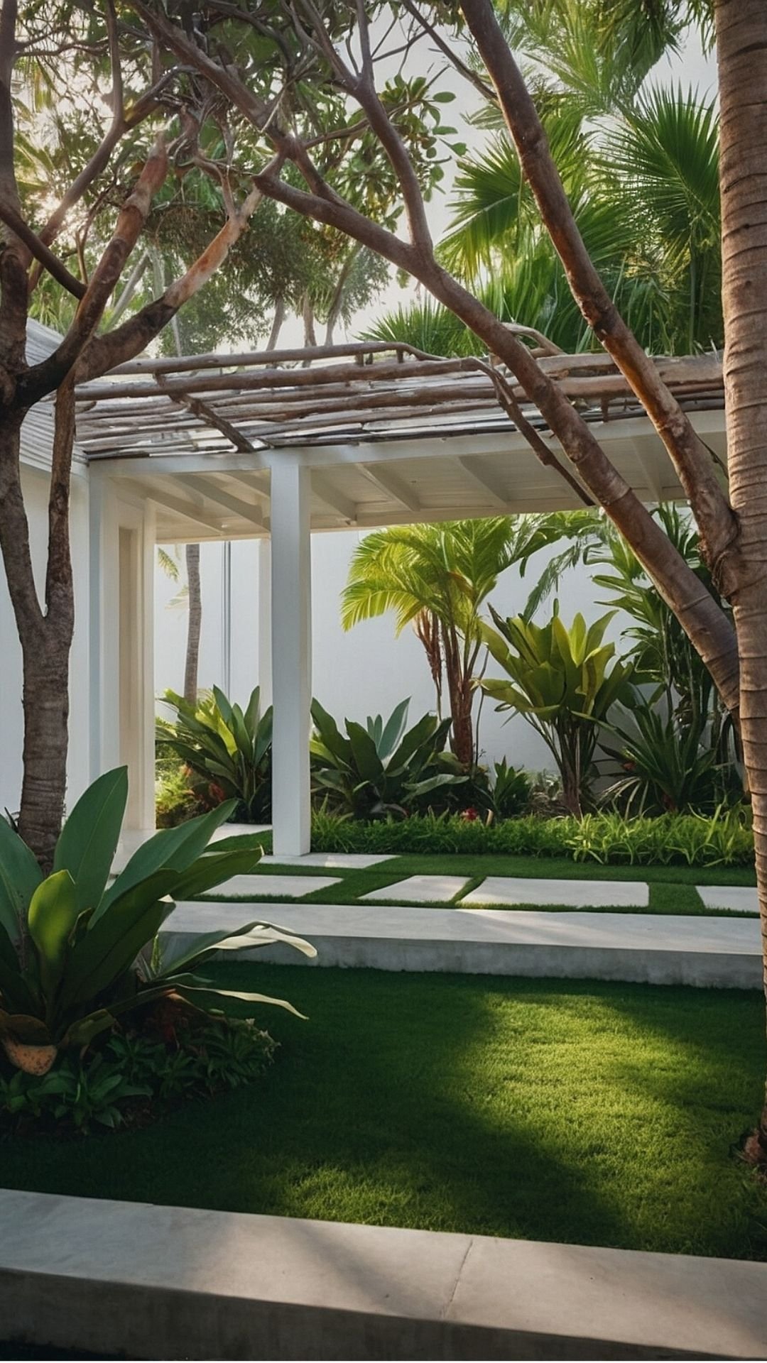Modern Tropicality: Sleek White Pavilion in a Verdant Garden