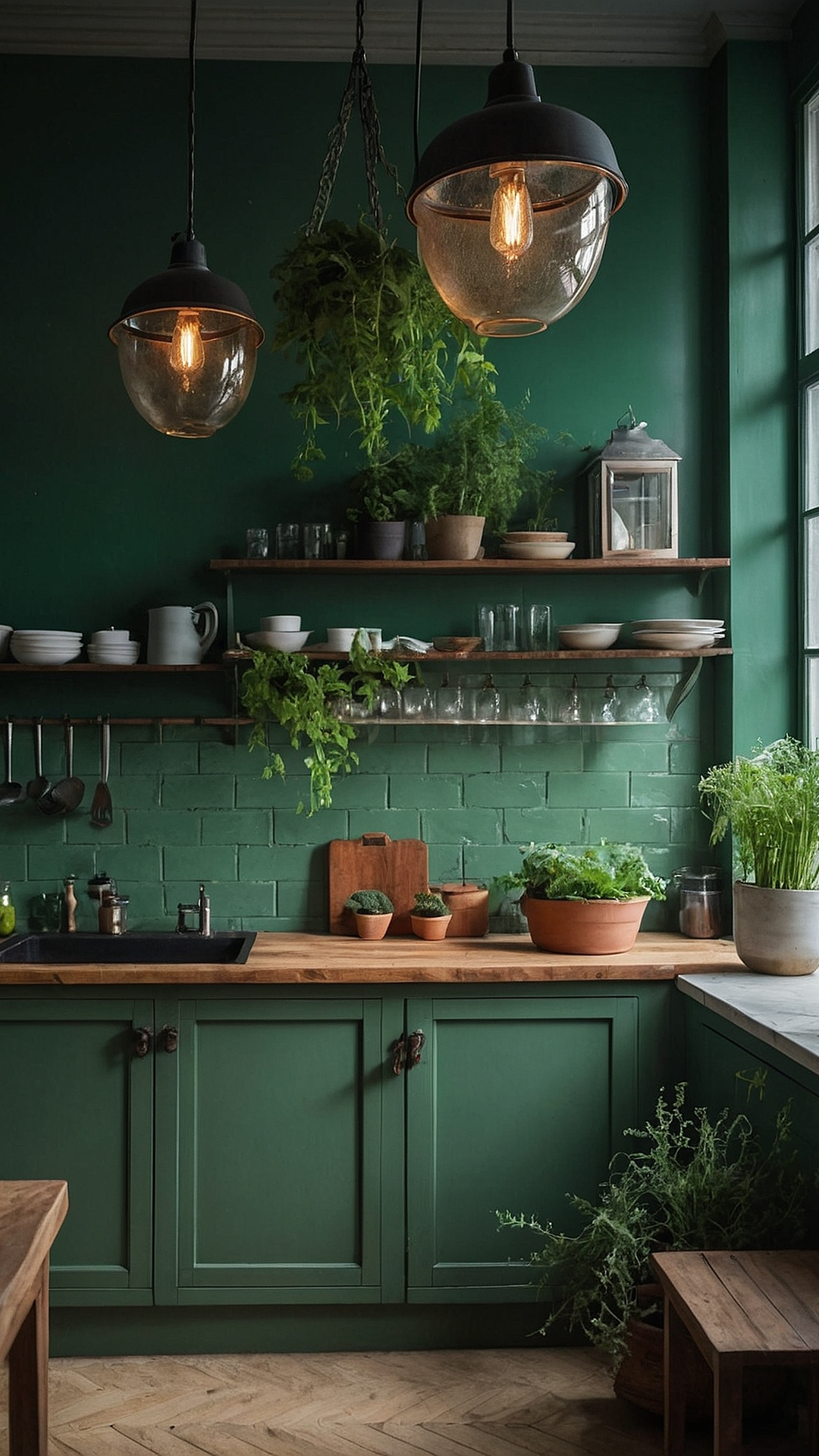 Zen Kitchens: Serene Green Spaces