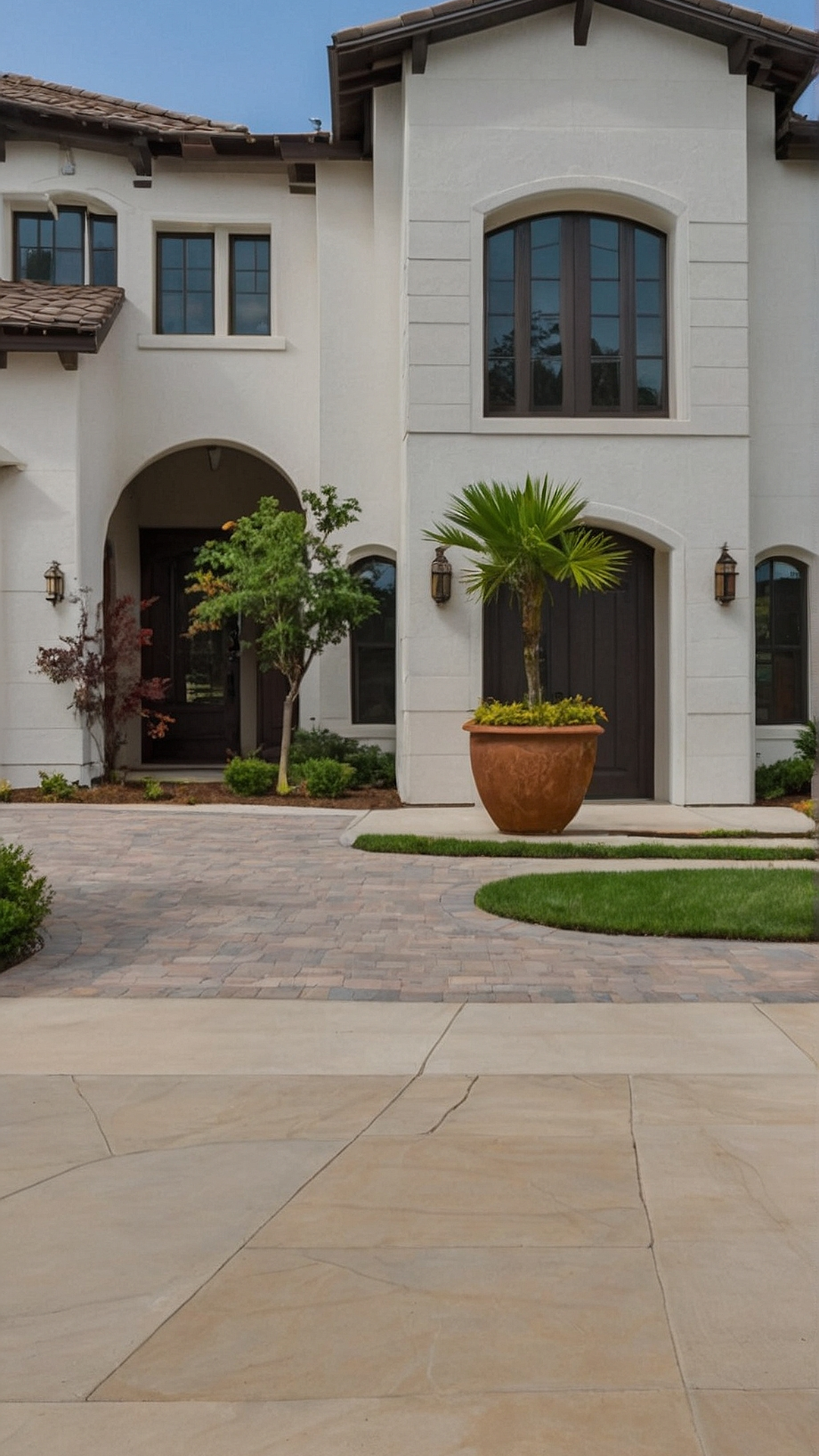 Harmony of Hardscape and Softscape in Driveway Entry