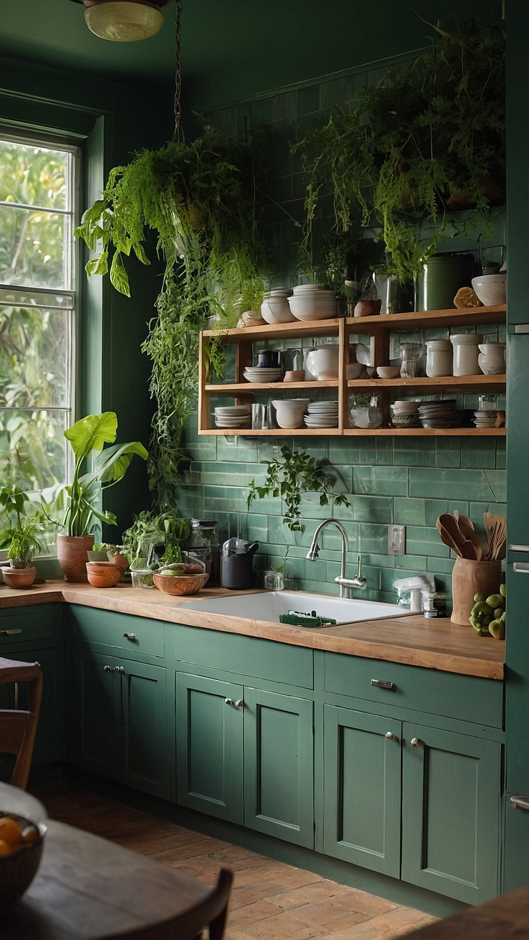 Peaceful Palette: Green Kitchen Delights