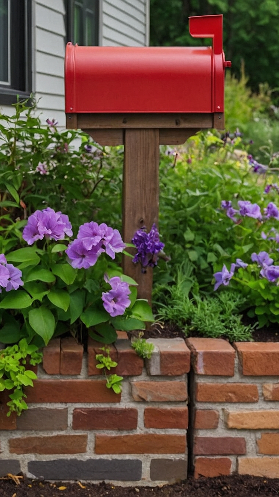 Mailbox Meadow: Colorful Flower Bed Inspo