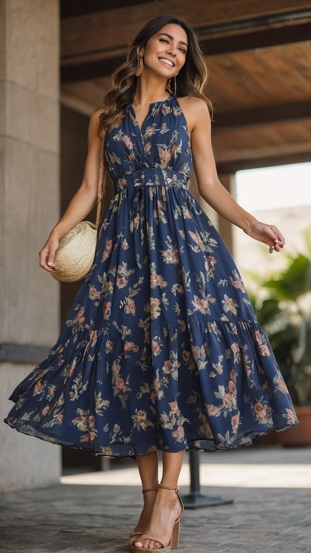 Garden Elegance: Floral Maxi Dress Ensemble