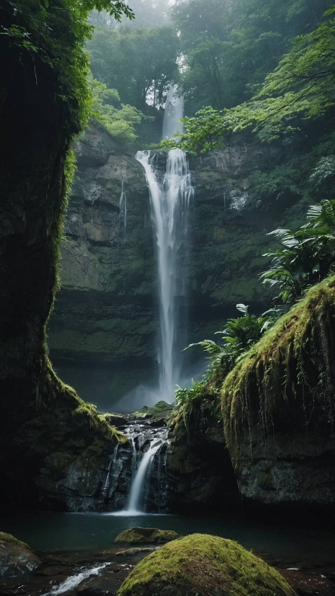Misty Cascades: Ethereal Waterfall Wallpaper Concepts