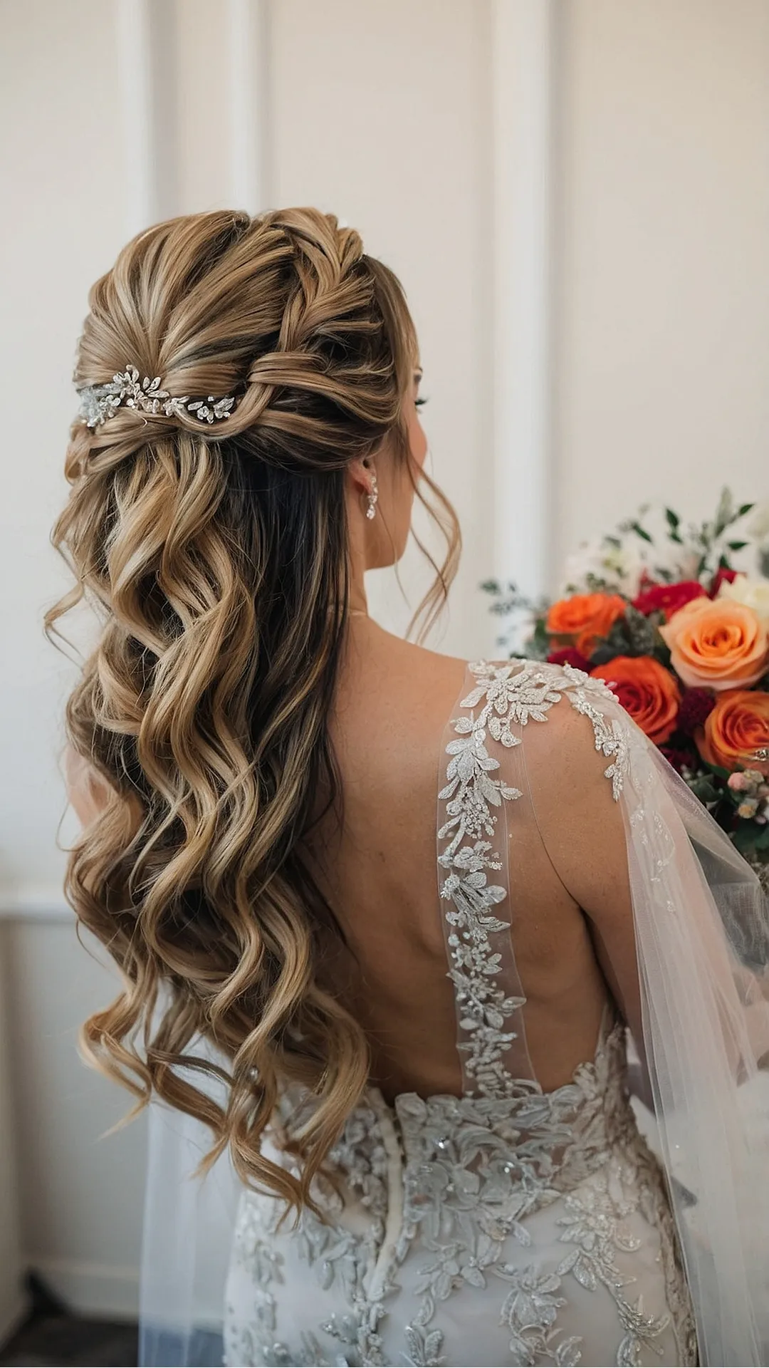 Romantic Touch: Half Updos for Brides
