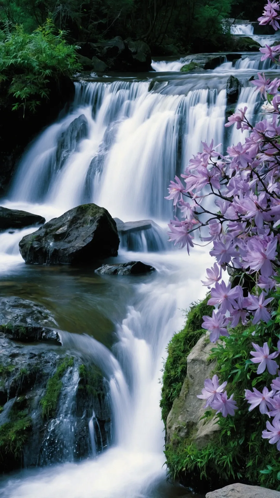 Ethereal Falls: Enchanting Waterfall Wallpaper Designs