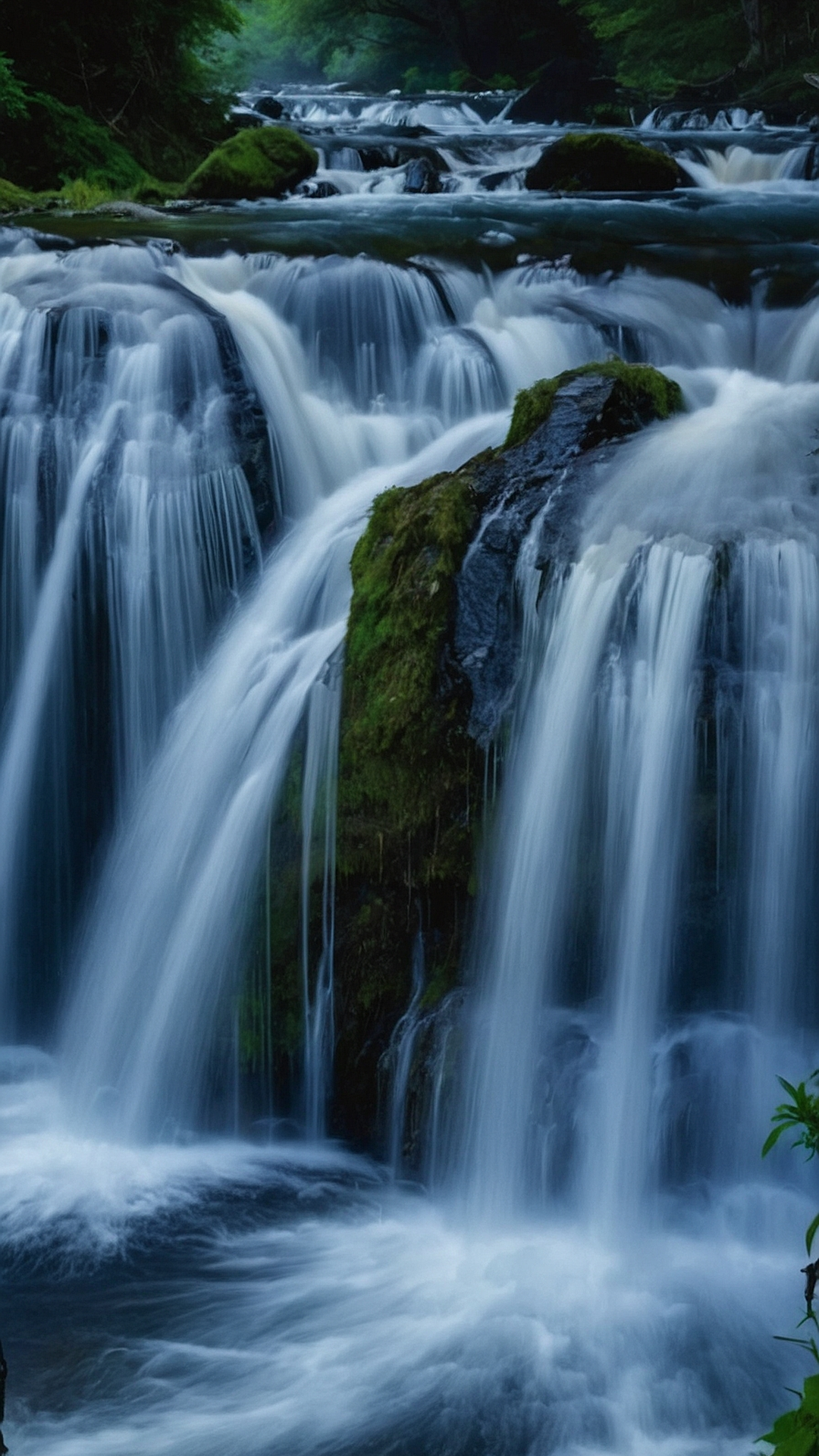 Aqua Serenity: Calming Waterfall Wallpaper Creations
